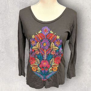 Lucky Brand | EUC Women’s Embroidered Long Sleeved Pullover Gray Size XS